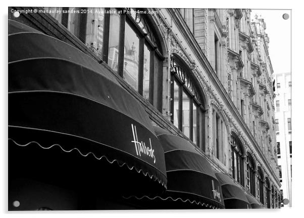 Harrods shop front Acrylic by macaulay sanders