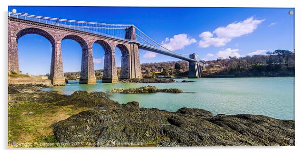 Menai Suspension Bridge Anglesey Wales Acrylic by Darren Wilkes
