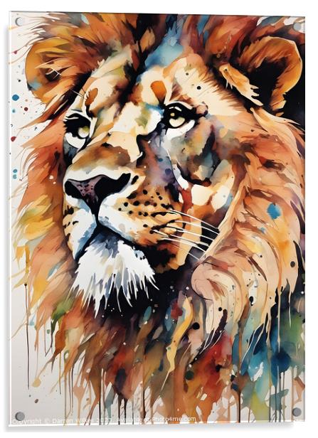 Male Lion Abstract Art Acrylic by Darren Wilkes