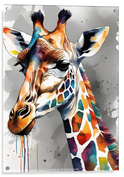 Magical Giraffe art Acrylic by Darren Wilkes