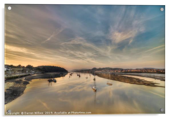 Conwy Harbour Sunset Wales Acrylic by Darren Wilkes