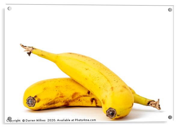 Bananas white Background Acrylic by Darren Wilkes