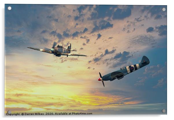 Spitfire and Hurricane  Acrylic by Darren Wilkes