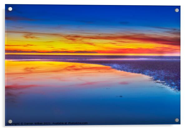 Kinmel Bay Sunset North Wales  Acrylic by Darren Wilkes