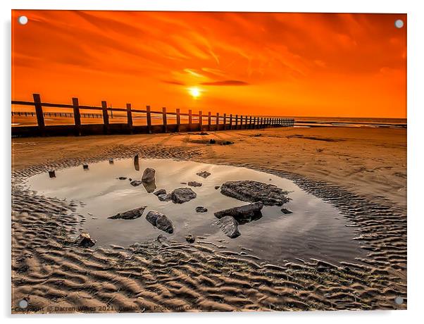 Splash Point Sunset Wales  Acrylic by Darren Wilkes