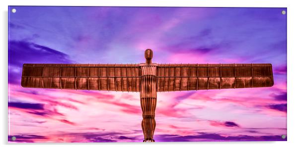 Sunset with the Angel of the North Acrylic by Guido Parmiggiani