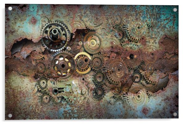 gears and rust Acrylic by Guido Parmiggiani