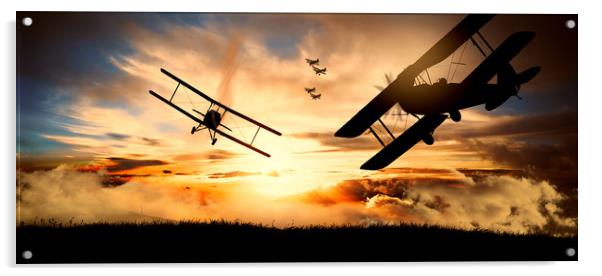 aerial battle first world war Acrylic by Guido Parmiggiani