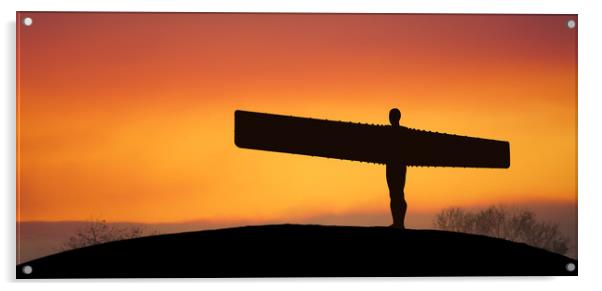 Angel of the North at sunset.  Acrylic by Guido Parmiggiani