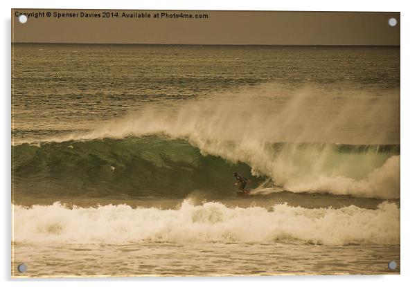  surfing Irish waves Acrylic by Spenser Davies