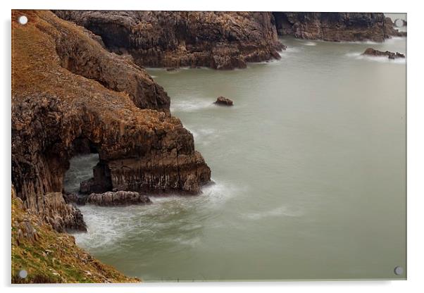 Skrinkle Haven cliffs Acrylic by Ceri Jones