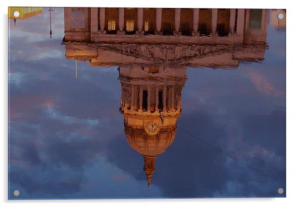 water reflection of the nottingham council house i Acrylic by mark lindsay