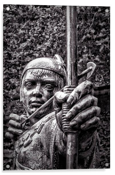 robin hood statue nottingham Acrylic by mark lindsay