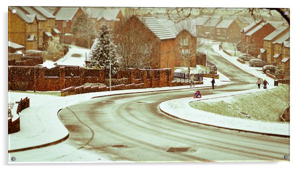 Winter street scene Acrylic by Mark Hobbs