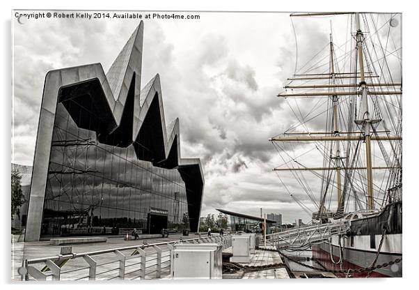 Glasgow Riverside Museum & Glenlee Tall Ship in Gl Acrylic by Robert Kelly