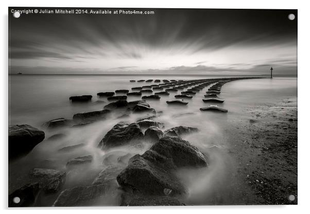 Felixstowe Sea Defences Acrylic by Julian Mitchell