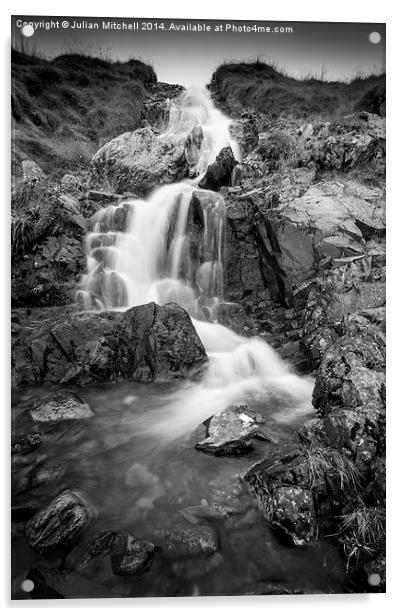 Kirkstone Waterfall Acrylic by Julian Mitchell
