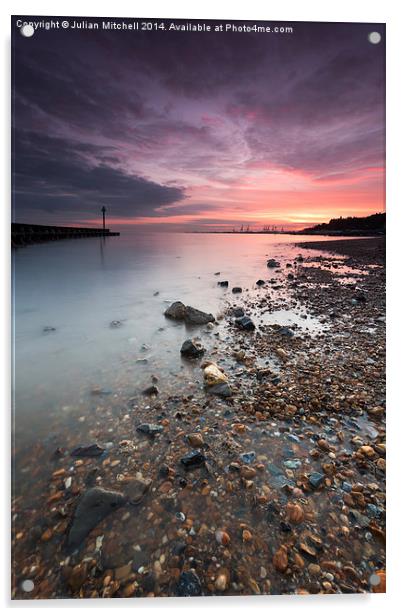 Felixstowe at Sunset Acrylic by Julian Mitchell