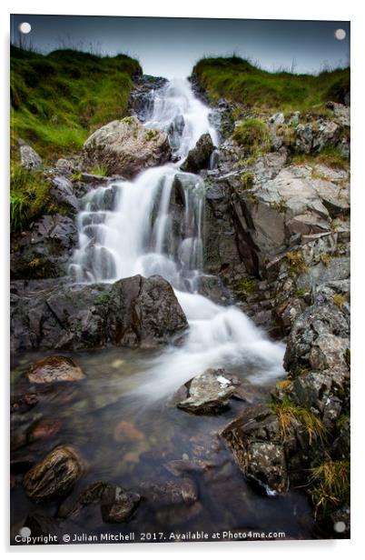 Cumbrian Waterfall Acrylic by Julian Mitchell