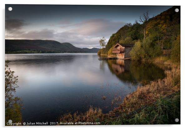 Ulswater Cabin Acrylic by Julian Mitchell