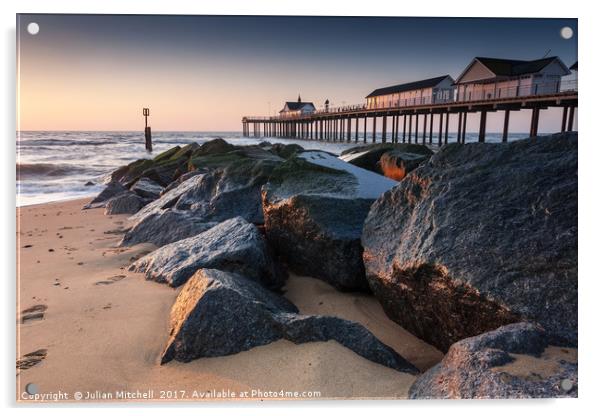 Southwold Pier Acrylic by Julian Mitchell