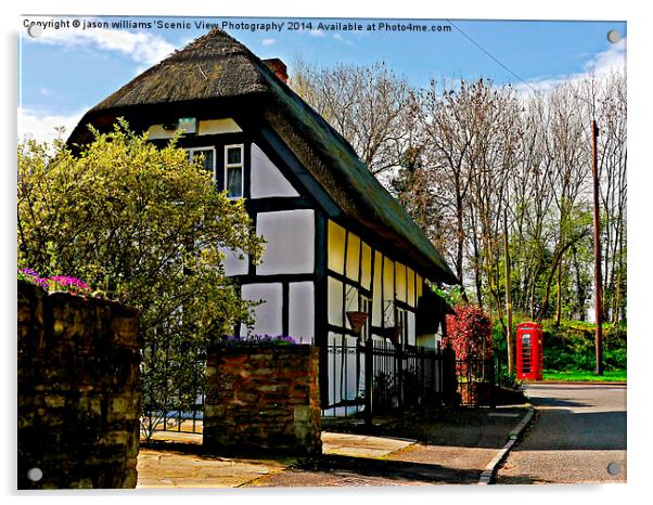 English Cottage & Red Telephone Box Acrylic by Jason Williams