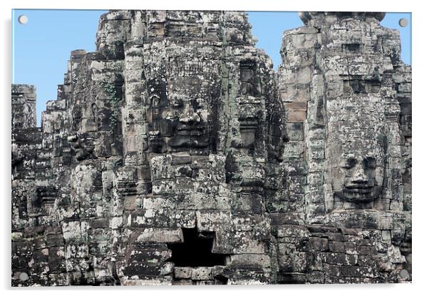 Stone Faces, Bayon Temple, Cambodia Acrylic by Geoffrey Higges
