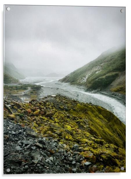 Franz Josef Glacier New Zealand Acrylic by Sandra Broenimann