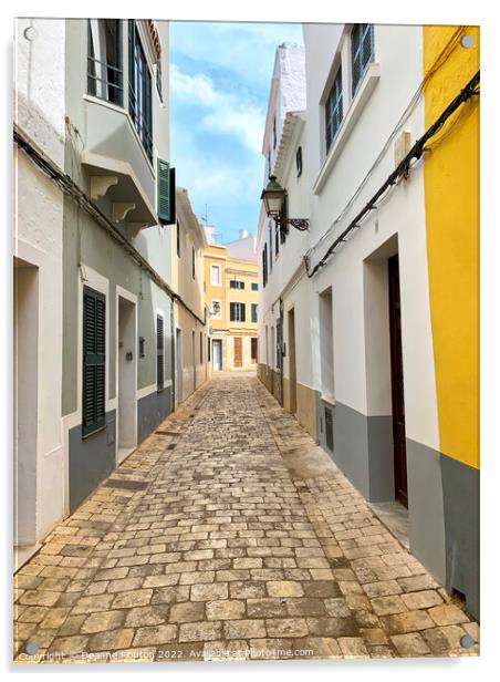 Cobblestoned Street Ciutadella Menorca Acrylic by Deanne Flouton