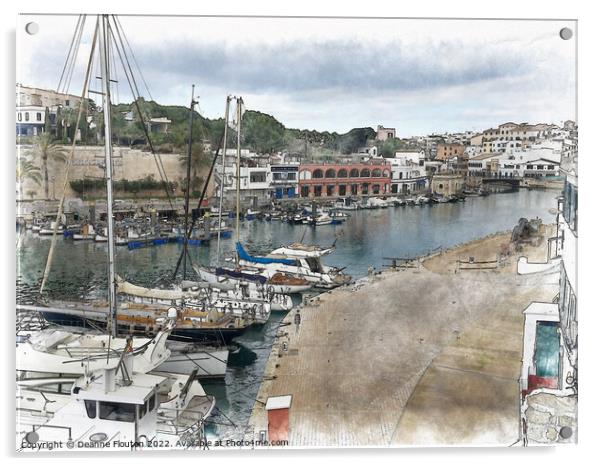 Docked Sailboats Ciutadella Menorca Acrylic by Deanne Flouton