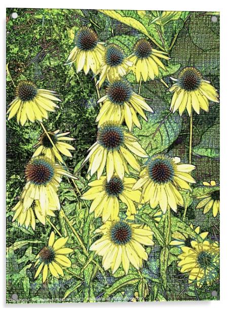 Surreal Golden Coneflowers Acrylic by Deanne Flouton