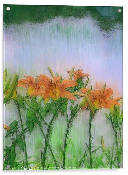 Scarlet Lilies Dancing in the Wind Acrylic by Deanne Flouton