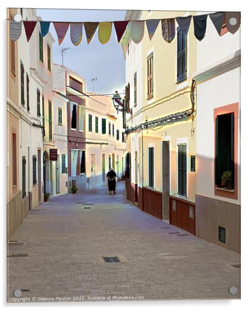  Serene Village Street in Migjorn Menorca Acrylic by Deanne Flouton