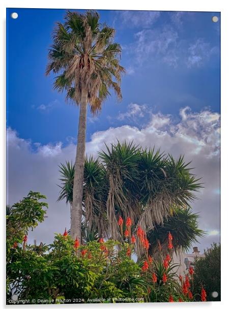 Tall Palm in Es Migjorn Menorca Garden Acrylic by Deanne Flouton