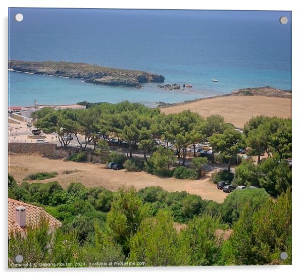 View over Hedgehog Island Santo Tomas Menorca Acrylic by Deanne Flouton
