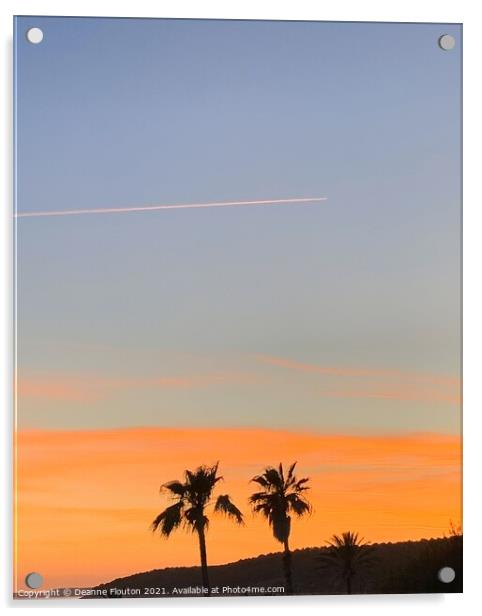  Sunset behind Palm Trees Silhouette Acrylic by Deanne Flouton