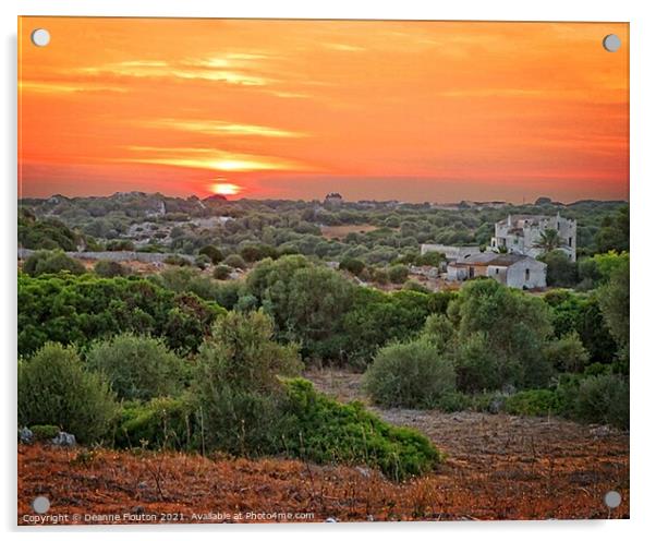 Menorca Sunset Landscape Acrylic by Deanne Flouton
