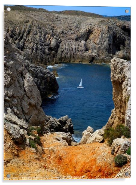  Sailboat Escape in Menorca Acrylic by Deanne Flouton