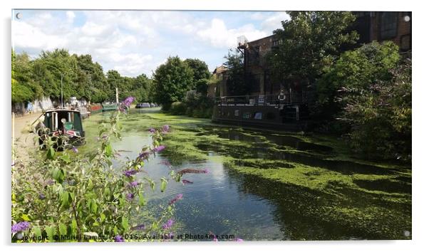 Canal Walk, London Acrylic by Muriel Lambolez