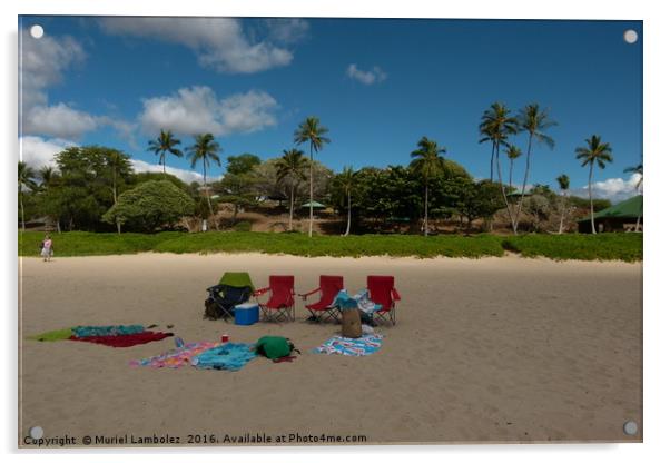 Chilling on the beach Acrylic by Muriel Lambolez