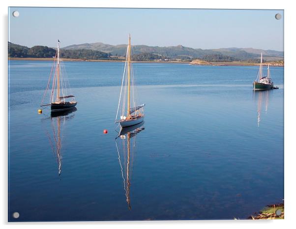 Yachts waiting for Crinan Lock Acrylic by Dave Holbourn