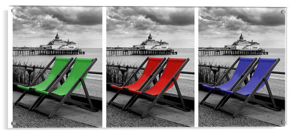 Eastbourne Pier & Deckchairs x 3 Acrylic by Andy Huntley