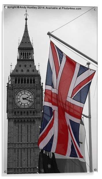 Union Flag & Big Ben Acrylic by Andy Huntley