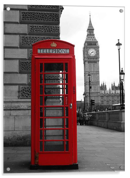 Phone Box in London Acrylic by Andy Huntley