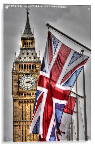Big Ben & Flag Acrylic by Andy Huntley