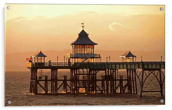 Glowing Clevedon Pier Acrylic by Carolyn Eaton