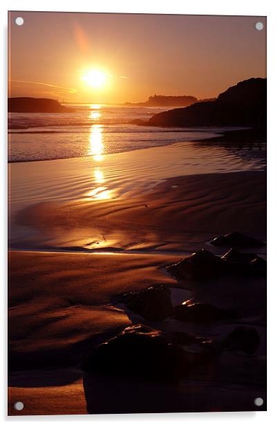 Cox Bay Sunset Acrylic by Carolyn Eaton