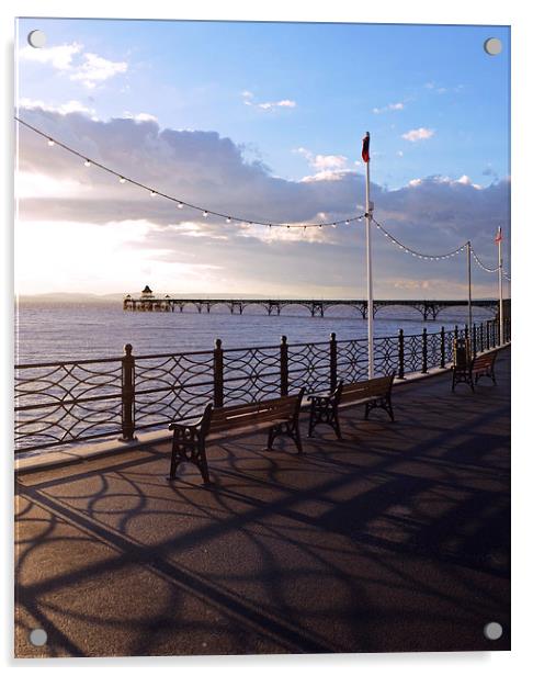 Evening Sunshine and Shadows, Clevedon Acrylic by Carolyn Eaton