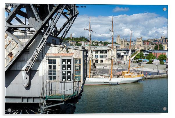  Bristol's harbourside, layers of History Acrylic by Carolyn Eaton