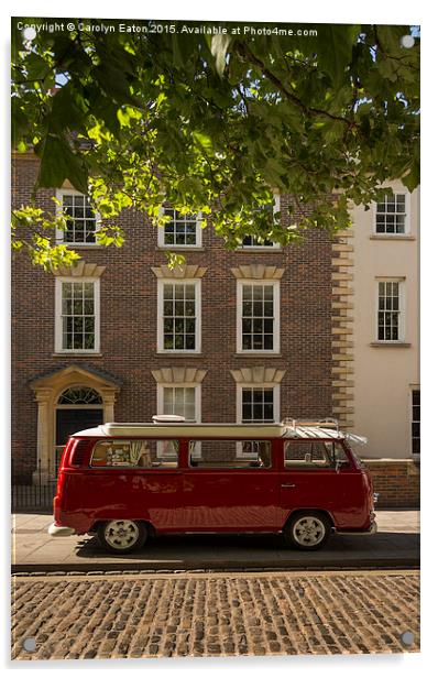  Red VW Campervan Acrylic by Carolyn Eaton